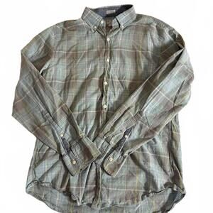 J.‎ Crew Green Madras Plaid Cotton Long Sleeve Button Up.  Mens M Preppy